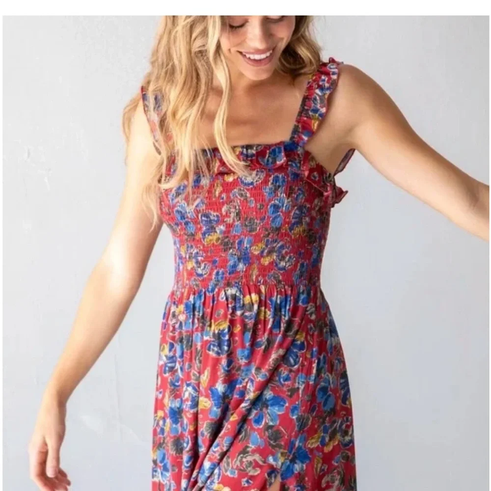 NATURAL LIFE Megan Black and Burgundy Floral Midi Dress, Size Small - Picture 10 of 10